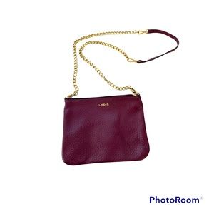 Lodis Leather Crossbody Bag Red Wine